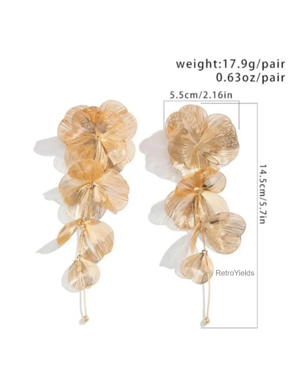 Chunky Gold Flower Statement Earrings for Women Dangle Boho Floral Drop Earrings
